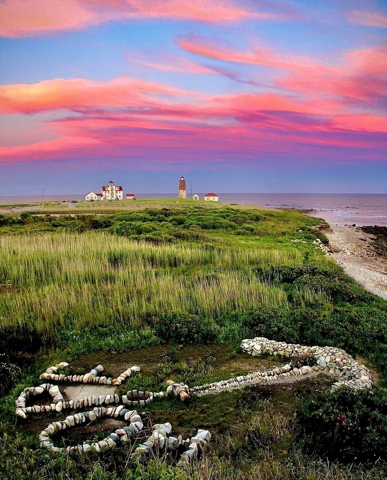 Point Judith Light at sunset